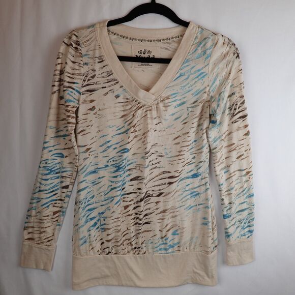 Mudd Vintage Shirt Womens Medium Long Sleeve Brown Blue Tan Animal Print Y2K 90s - Picture 11 of 11